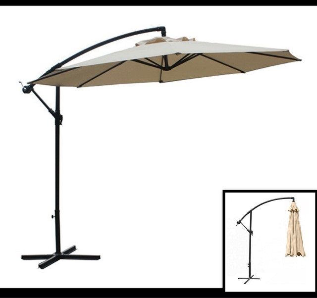 Ombrellone Da Giardino 3 Metri – Beige – 8 Costole Robust Con Pulsante Di Inclinazione
