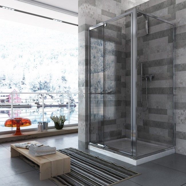 Box doccia con anta fissa e porta battente cristallo trasparente o opaco da 6mm
