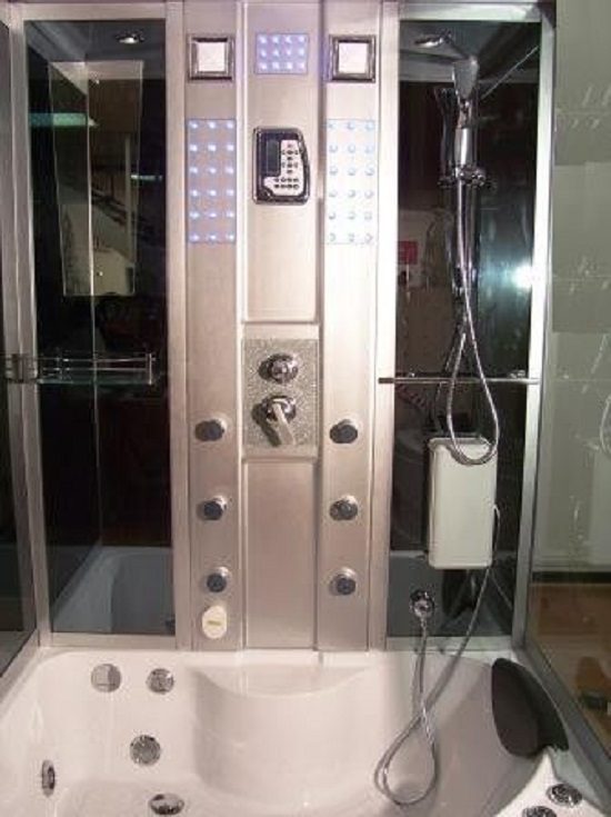 Cabina idromassaggio 135x80 6 idrogetti con vasca antiscivolo sauna bagno  turco telefono vivavoce e radio FM con altoparlanti