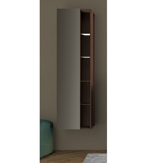 Colonna sospesa da 45x32xH158 cm disponibile bianco lucido o rovere soft e  con anta a specchio