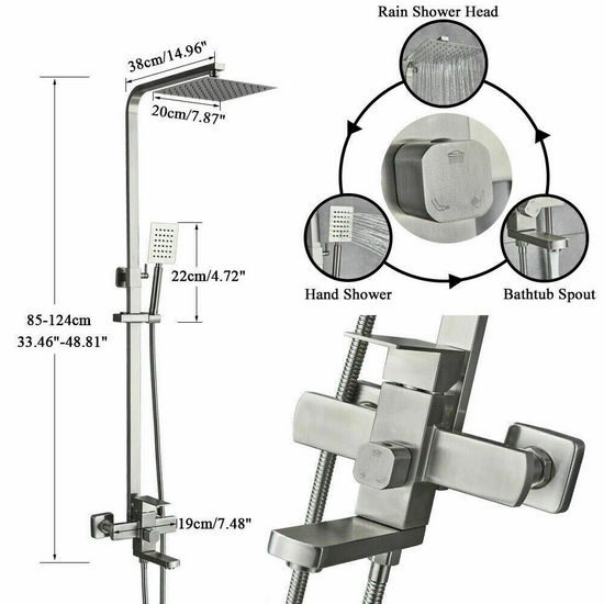 Colonna doccia in acciaio AISI 316L con miscelatore e doccino - Porta & Bi