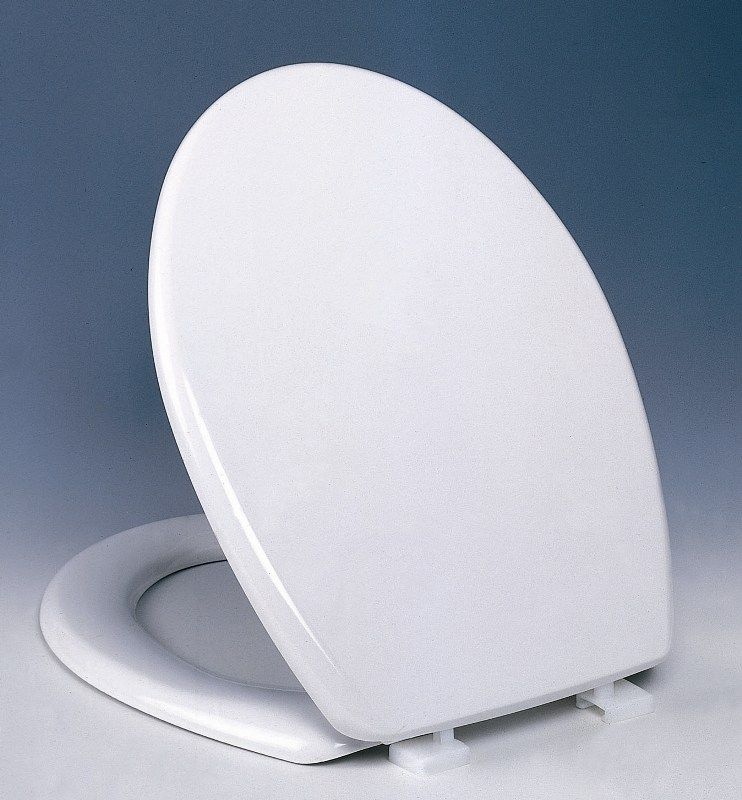 Copriwater Universale SAT1 In Materiale Termoindurente Bianco – Cerniere Regolabili, Dimensioni 43x35,5 Cm