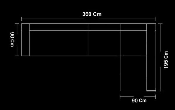 Divano soggiorno Beatrice 360cm arredamento moderno cuscineriacompresi