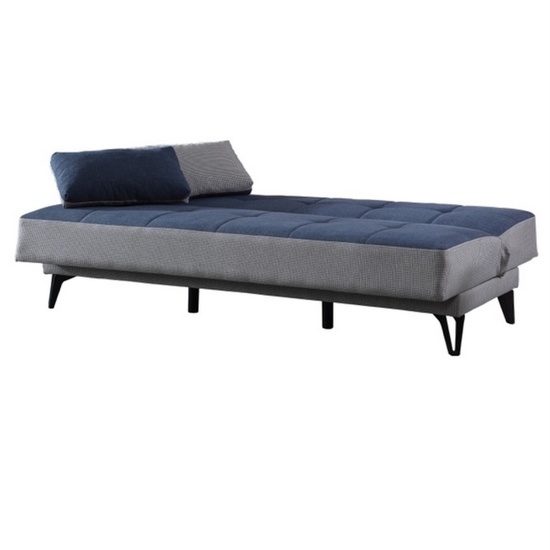 Divano letto Flavia in microfibra blu e grigio 190x110 cm