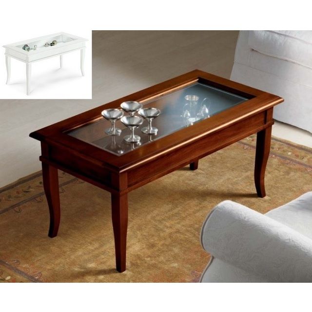 Mobile Alice Tavolino bacheca piano vetro colore bianco opaco e