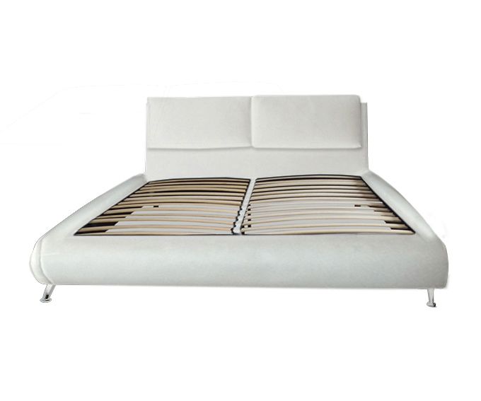 Letto Silene due piazze 227x174 bianco o nero in ecopelle trapuntato piedini  in acciaio satinato