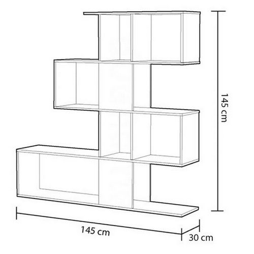 Mobile Libreria 145x29x145h cm in stile moderno irregolare con 4