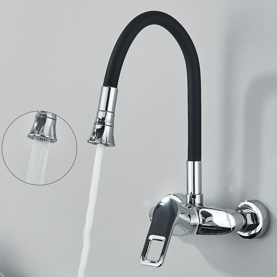 Miscelatore girevole e flessibile per lavabo cucina installazione a muro  con doppio foro RB171