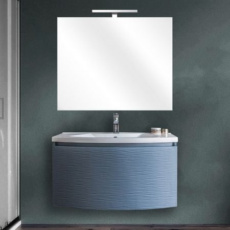 Mobile Bagno Sospeso 100 cm Blu Oceano per Lavabo da Appoggio con Colonna