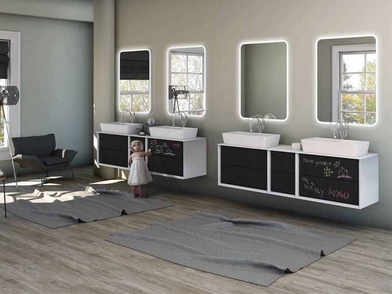 Mobile da bagno doppio lavabo Best con top in legno mdf o in