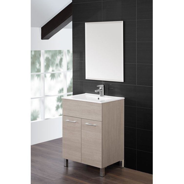 MOBILE BAGNO CON LAVABO DA 60 CM CON ANTE IN GRIGIO, VINCI