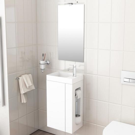 Mobile Bagno Sospeso 40 Cm Rovere Salvaspazio Con Lavabo E Specchio Compact