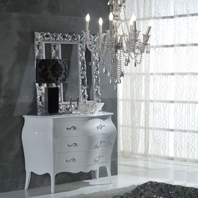 Mobile Marilyn Consolle con specchio per ingresso colore bianco opaco noce  lucido oro e argento - Bagno Italia