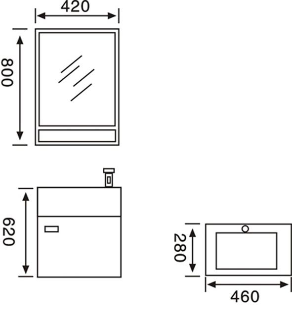 Mobile arredo bagno modello minimal2 cm 46 rovere chiaro con