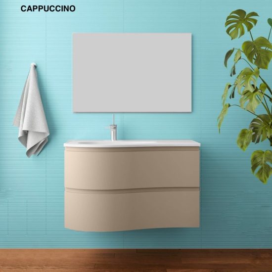 Colonna sospesa per mobile bagno Athena. Armadietto in legno per