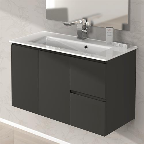 Mobile Bagno Giulia cm 100 bianco lucido e Grigio talpa ultra slim