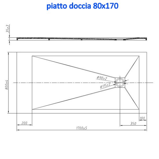 Piatto doccia in resina 3 colori effetto pietra in diverse misure e  ridimensionabile PA022