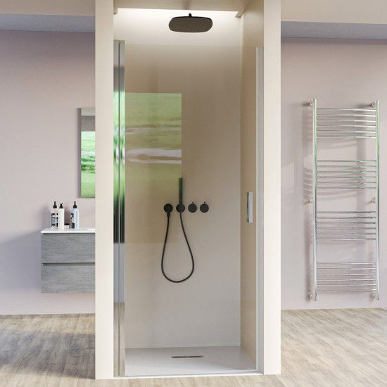 Porta doccia apertura a battente da 70, 80, 90 cm vetro trasparente 6mm con  trattamento anticalcare PR048