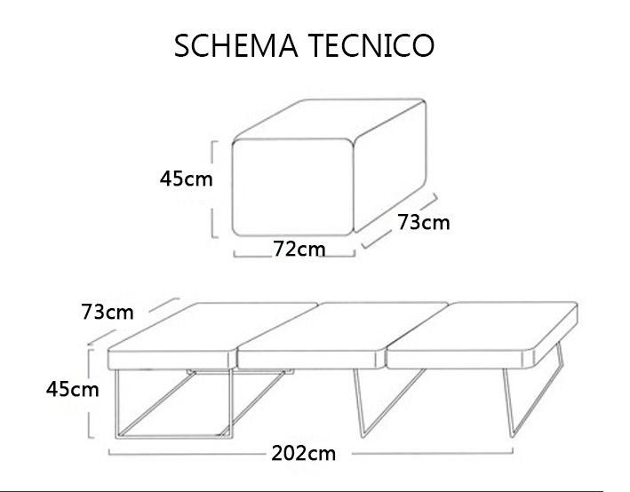 Pouf letto di qualità, sfoderabile, Mod. 46BCL - Sofa Italy