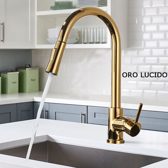 Rubinetto moderno girevole per lavello da cucina in 6 colori estraibile a  doppio getto RB161