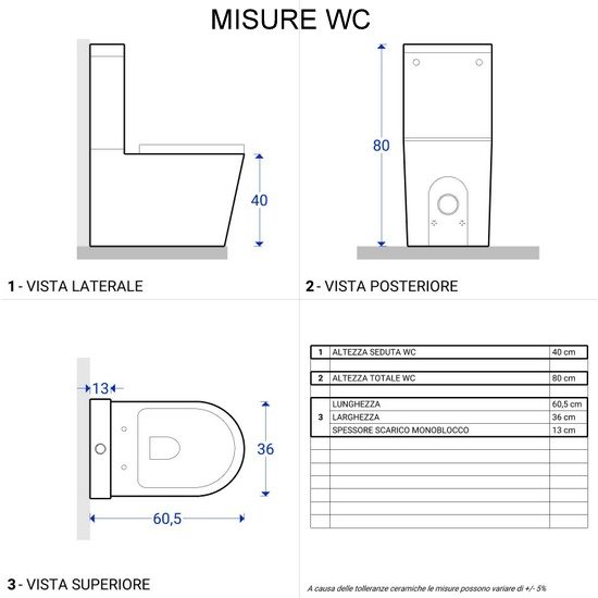 Sanitario WC Moderno Monoblocco con Sedile Soft Close e Pulsante di Scarico  Nero - Sandford