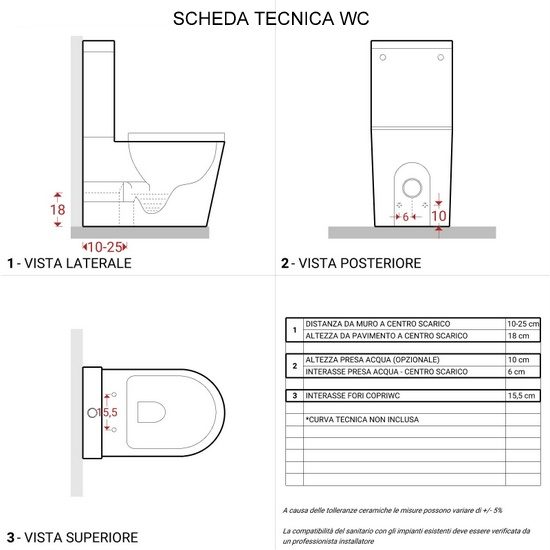 Bidet con wc monoblocco e senza brida sanitari Domino con copriwater a chiusura  rallentata