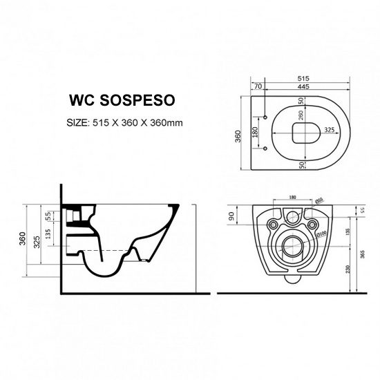 Sanitari Storm sospesi o a terra filomuro bidet e wc moderni con copriwater  incluso