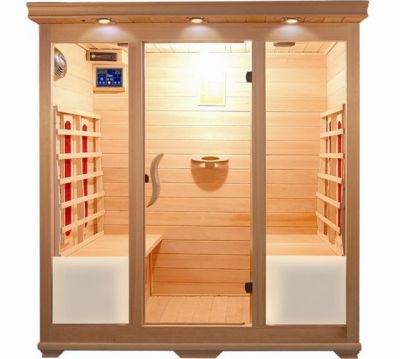 Sauna Infrarossi 175x135 per 4 persone in Legno Hemlock con Cromoterapia ante a vetro