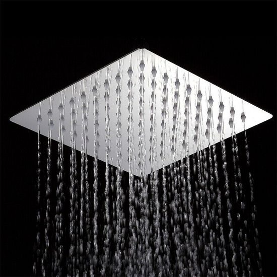 Soffione doccia acciaio inox cromato 23x55 cm effetto pioggia