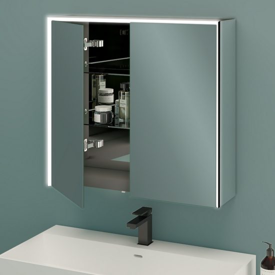 Specchiera specchio bagno pensile contenitore 2 ante, led, cm.70x90x20  Arredobagno e Cucine s.r.l.s.