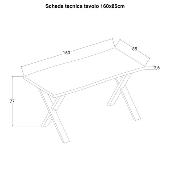 Tavolo da soggiorno misure 160x85, 180x90, 200x100, 220x100cm. Piano in  legno di mango e gambe ad