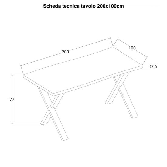 Tavolo da soggiorno misure 160x85, 180x90, 200x100, 220x100cm