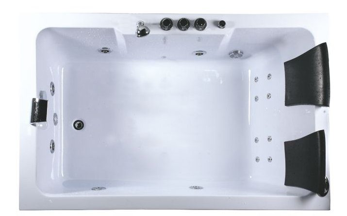 Vasca Idromassaggio da bagno 152x152x62 bianca nera con vetro frontale,  Cromoterpia e miscelatore a cascata 2 posti disp. anche FULL OPTIONAL